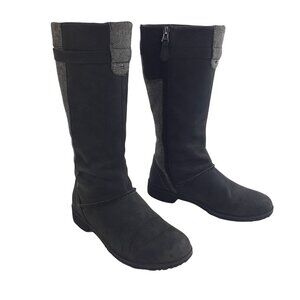 Eddie Bauer Women's Raven Grey Leather Trace Boot Waterproof sz 7 Side Zip EUC